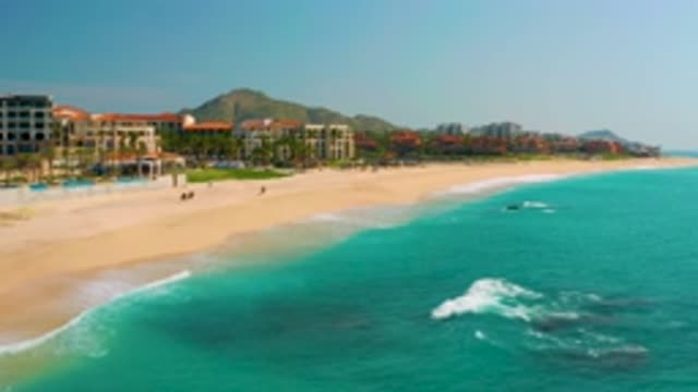DREAMS BEACH BCS MEXICO-2020: Aerial View Of Waves Washing On Large Beach With
