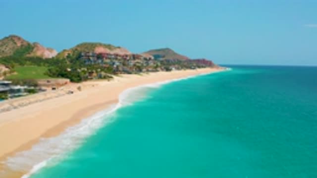 DREAMS BEACH BCS MEXICO-2020: Aerial Footage Of A Camera Looking At A Sandy Beach