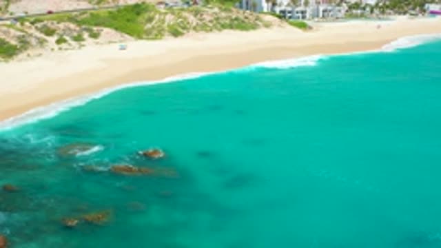 DREAMS BEACH BCS MEXICO-2020: Drone Footage Of Empty Beach Near City With Ocean