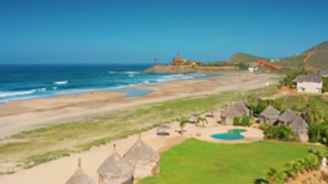 CERRITOS BCS MEXICO-2020: Overhead Shot Of A Beautiful Sunny Beach Resort With