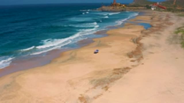 CERRITOS BCS MEXICO-2020: Aerial Footage Of A Sandy Beach As The Camera Slowly Pans