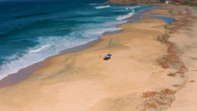 CERRITOS BCS MEXICO-2020: Umbrellas Sit On Expansive Empty Beach Next To