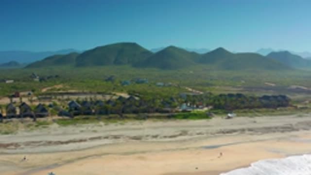 CERRITOS BCS MEXICO-2020: Tall Mountains Green Trees And Narrow Road Long Beach