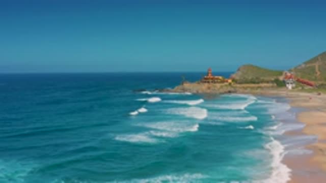 CERRITOS BCS MEXICO-2020: Blue Pure Sea Water With Mountains With Green Trees