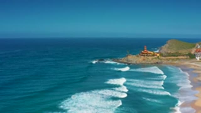 CERRITOS BCS MEXICO-2020: Blue Sea Focused From Top With Beautiful Sky
