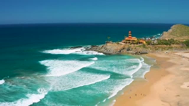 CERRITOS BCS MEXICO-2020: Sea Waves Rolling on Beach