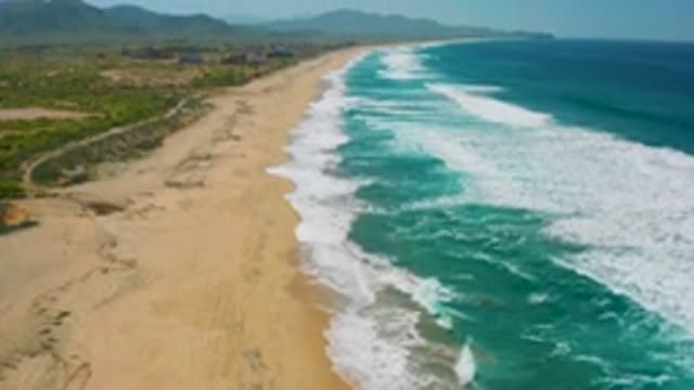 CERRITOS BCS MEXICO-2020: High Tide Approaching The Sand On A Beach