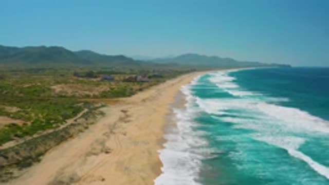 CERRITOS BCS MEXICO-2020: Wave of Sea Water at Beach with Tree and Sand in Cool Weather