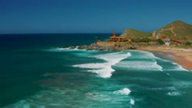 CERRITOS BCS MEXICO-2020: Buildings Big Waves Large Mountains Sunny Day