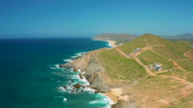 CERRITOS BCS MEXICO-2020: Beautiful Blue Sea Waves Crashing On The Rocks In