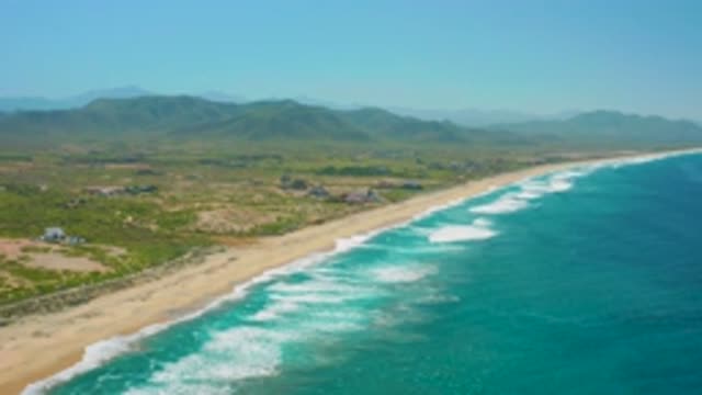 CERRITOS BCS MEXICO-2020: Aerial Footage Of Deserted Beach With Mountains On The Coast