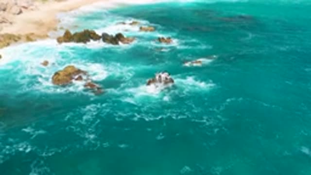 SECRETS MARQUIS LOS CABOS MEXICO-2020: Beach Rocks Being Hit By Ocean Waves