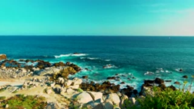 CABO SAN LUCAS MEXICO-2020: Waves Of The Sea Hit A Cliff Characterized By The