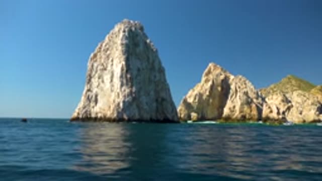 CABO SAN LUCAS MEXICO-2020: Boat Ride Passing Rocks in the Middle of the Ocean
