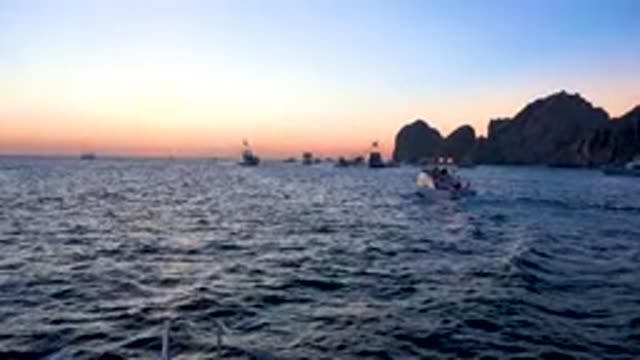 CABO SAN LUCAS MEXICO-2020: Boating Among Other Boats And Gentle Waves In A