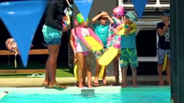 CABO SAN LUCAS MEXICO-2020: Children With Planks Jumping Into Water
