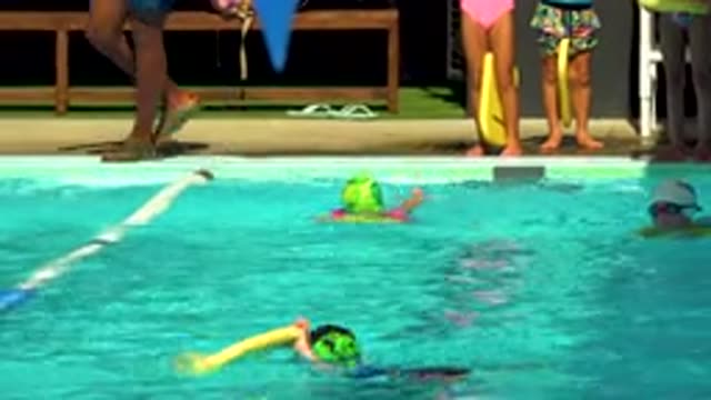 CABO SAN LUCAS MEXICO-2020: Child Swimming In Pool On Lesson