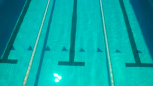 CABO SAN LUCAS MEXICO-2020: Panning Over Competition Swimming Pool Lanes With