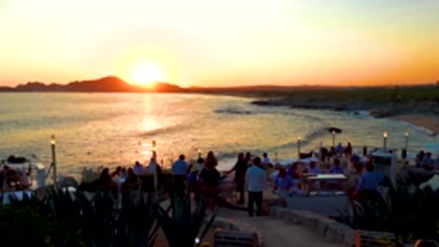 CABO SAN LUCAS MEXICO-2020: Aerial Footage Of A Small Gathering Of People And A