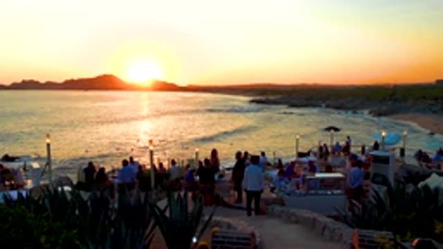 CABO SAN LUCAS MEXICO-2020: Sunrise at a Beautiful Terrace and Beach Party