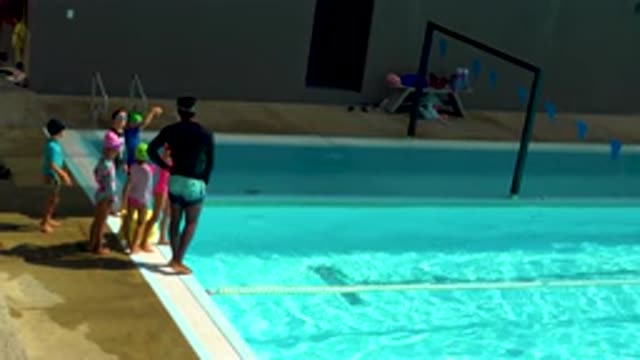 CABO SAN LUCAS MEXICO-2020: Children and Adults Compete in Public Pool Swimming Race