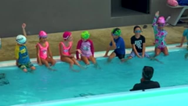 CABO SAN LUCAS MEXICO-2020: Kid Learns How to Swim in a Pool