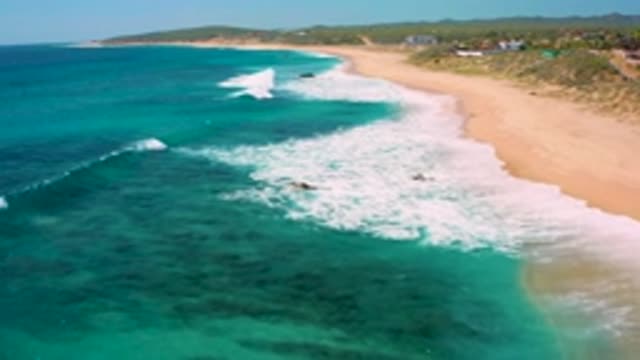 EL CARDONCITO BCS MEXICO-2020: View Along A Coast-Line Showing Waves With White Tops