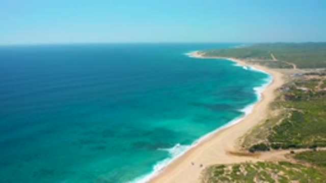 EL CARDONCITO BCS MEXICO-2020: Long Beach With Blue Clear Sea Water And A Vast Sky