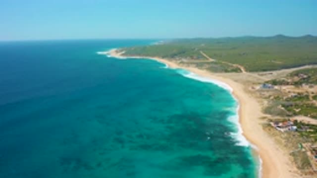 EL CARDONCITO BCS MEXICO-2020: Beautiful Overhead View Of A Beach With Blue
