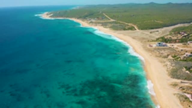 EL CARDONCITO BCS MEXICO-2020: Top View Of Coastline Of A Beach With Blue Sea