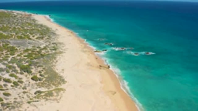 EL CARDONCITO BCS MEXICO-2020: Pristine Empty Shoreline Of Beach Area In A