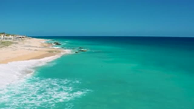 EL CARDONCITO BCS MEXICO-2020: The Ocean Appears Green As Its Waves Approach A