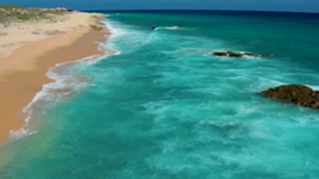 EL CARDONCITO BCS MEXICO-2020: Sweeping Aerial View Of A Deserted Rocky Shoreline