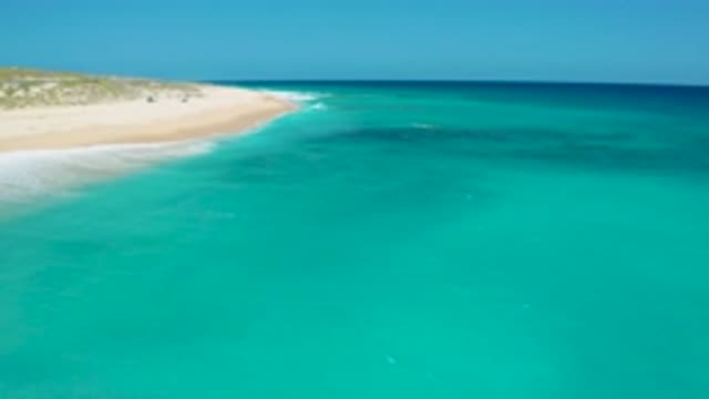 EL CARDONCITO BCS MEXICO-2020: Clear Blue Gentle Sea Washing Against White Sandy