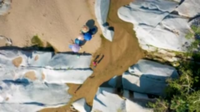 LA PALMA BCS MEXICO-2020: Sand Beach with Two White Umbrellas and Long Stone Formations
