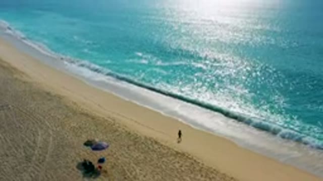 DESERT PARK NATURAL RESERVE BAJA CALIFORNIA SUR MEXICO-2020: Aerial View Of Person Walking On Beach