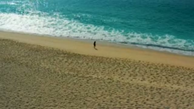 DESERT PARK NATURAL RESERVE BAJA CALIFORNIA SUR MEXICO-2020: Aerial View of Person Walking on Beach
