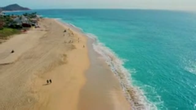 DESERT PARK NATURAL RESERVE BAJA CALIFORNIA SUR MEXICO-2020: Aerial View Of Turquoise Beach And Ocean Waves
