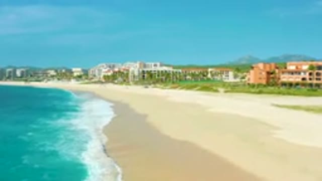 DESERT PARK NATURAL RESERVE BAJA CALIFORNIA SUR MEXICO-2020: Aerial View Of Coastal Beach And Resort Buildings