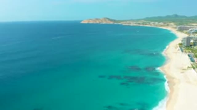 DESERT PARK NATURAL RESERVE BAJA CALIFORNIA SUR MEXICO-2020: Aerial View Of Turquoise Coastline And Beach