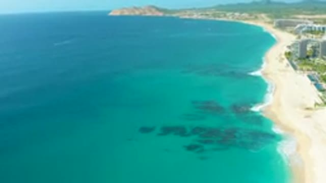 DESERT PARK NATURAL RESERVE BAJA CALIFORNIA SUR MEXICO-2020: Aerial View Of Turquoise Coastline And Beach
