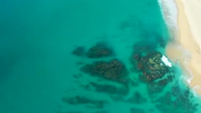 DESERT PARK NATURAL RESERVE BAJA CALIFORNIA SUR MEXICO-2020: Aerial View Of Turquoise Water And Rocky Shoreline