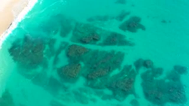 DESERT PARK NATURAL RESERVE BAJA CALIFORNIA SUR MEXICO-2020: Aerial View Of Coral Reef In Turquoise Water