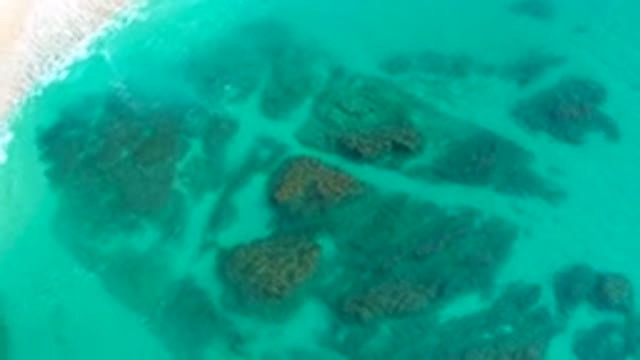 DESERT PARK NATURAL RESERVE BAJA CALIFORNIA SUR MEXICO-2020: Aerial View Of Turquoise Shallow Reef