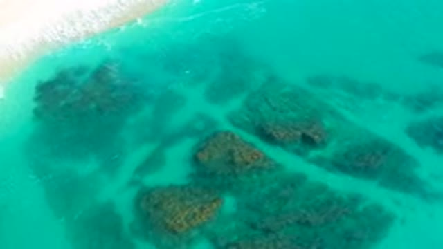 DESERT PARK NATURAL RESERVE BAJA CALIFORNIA SUR MEXICO-2020: Aerial View Of Turquoise Water And Submerged Rocks