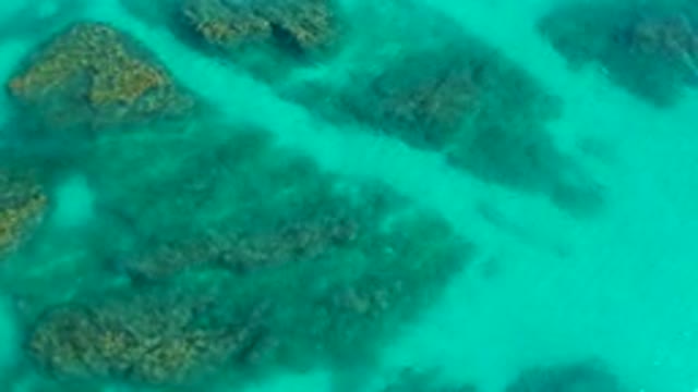 DESERT PARK NATURAL RESERVE BAJA CALIFORNIA SUR MEXICO-2020: Aerial View Of Turquoise Water And Rocky Reef