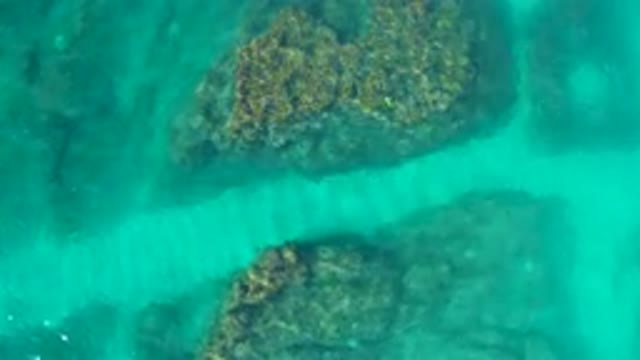 DESERT PARK NATURAL RESERVE BAJA CALIFORNIA SUR MEXICO-2020: Aerial View Of Turquoise Water And Rocks