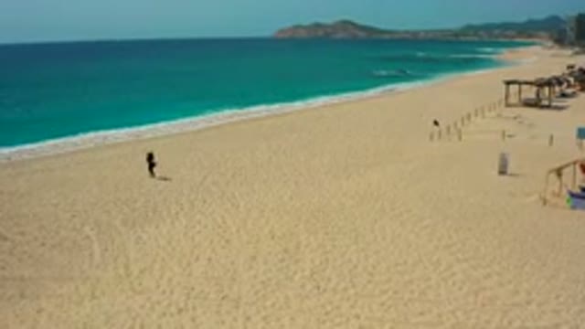 DESERT PARK NATURAL RESERVE BAJA CALIFORNIA SUR MEXICO-2020: Aerial View of Person Walking on Sandy Beach