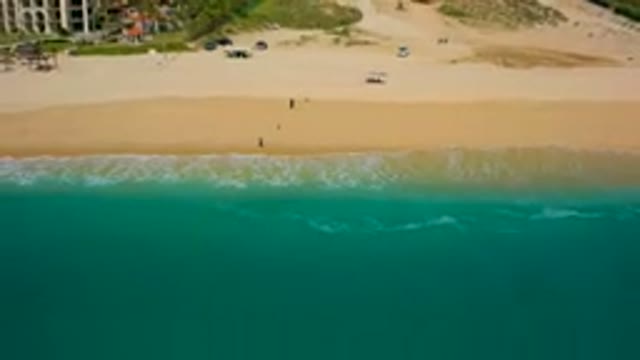 DESERT PARK NATURAL RESERVE BAJA CALIFORNIA SUR MEXICO-2020: Aerial View Of Turquoise Ocean And Sandy Beach