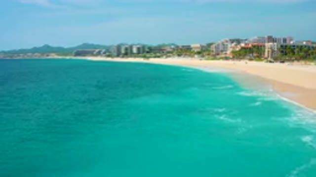 DESERT PARK NATURAL RESERVE BAJA CALIFORNIA SUR MEXICO-2020: Aerial View Of Turquoise Ocean And Sandy Beach